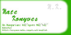 mate konyves business card